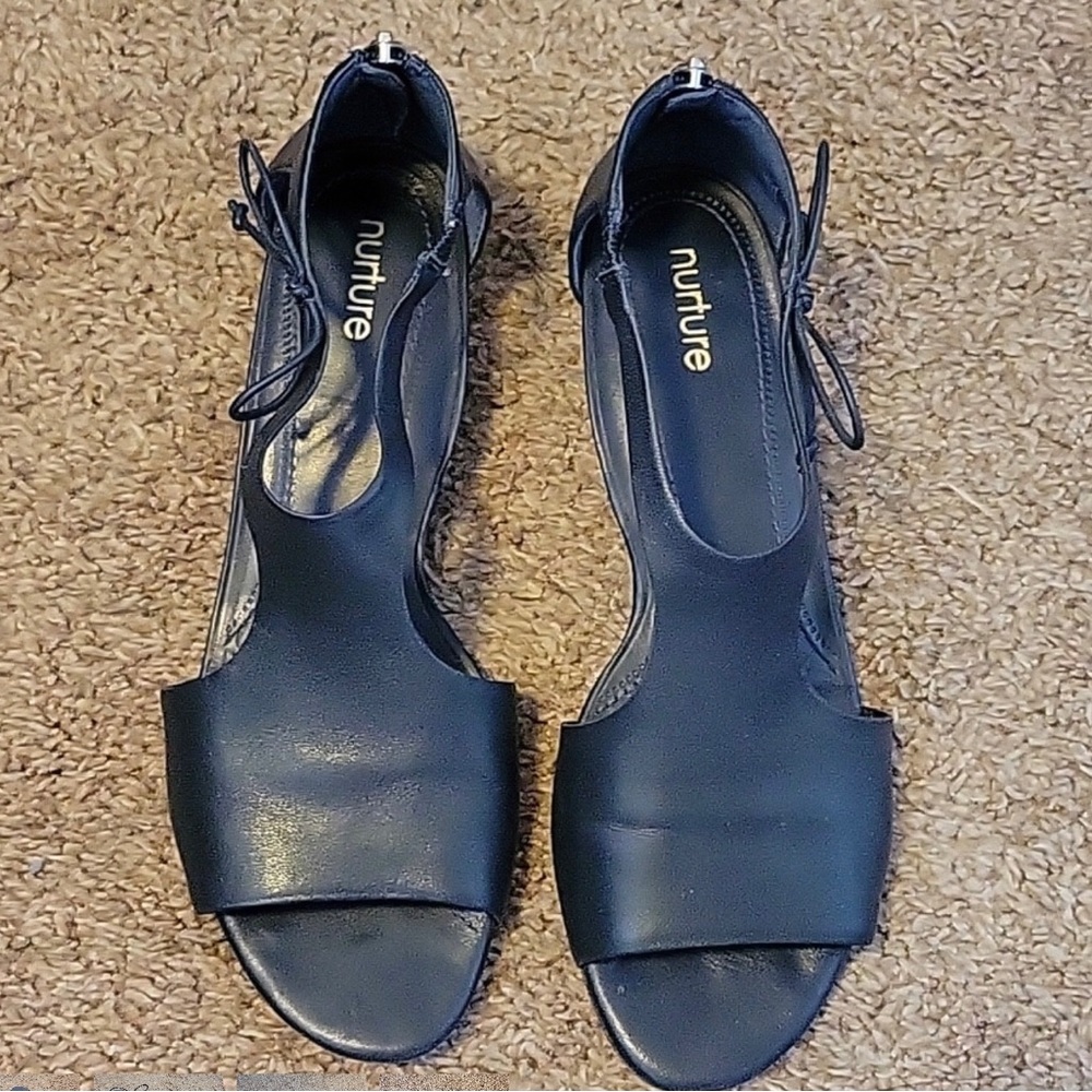 Navy leather sandals 8.5